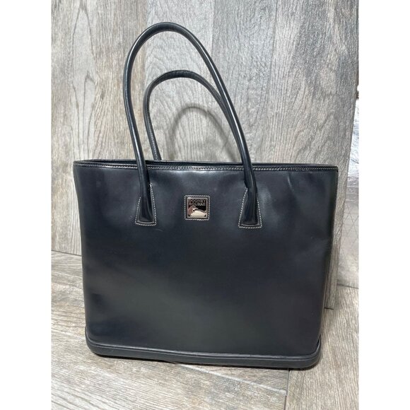 Dooney & Bourke Handbags - Dooney & Bourke Black Leather Tote Shoulder Bag Purse Handbag ParaSole Made USA